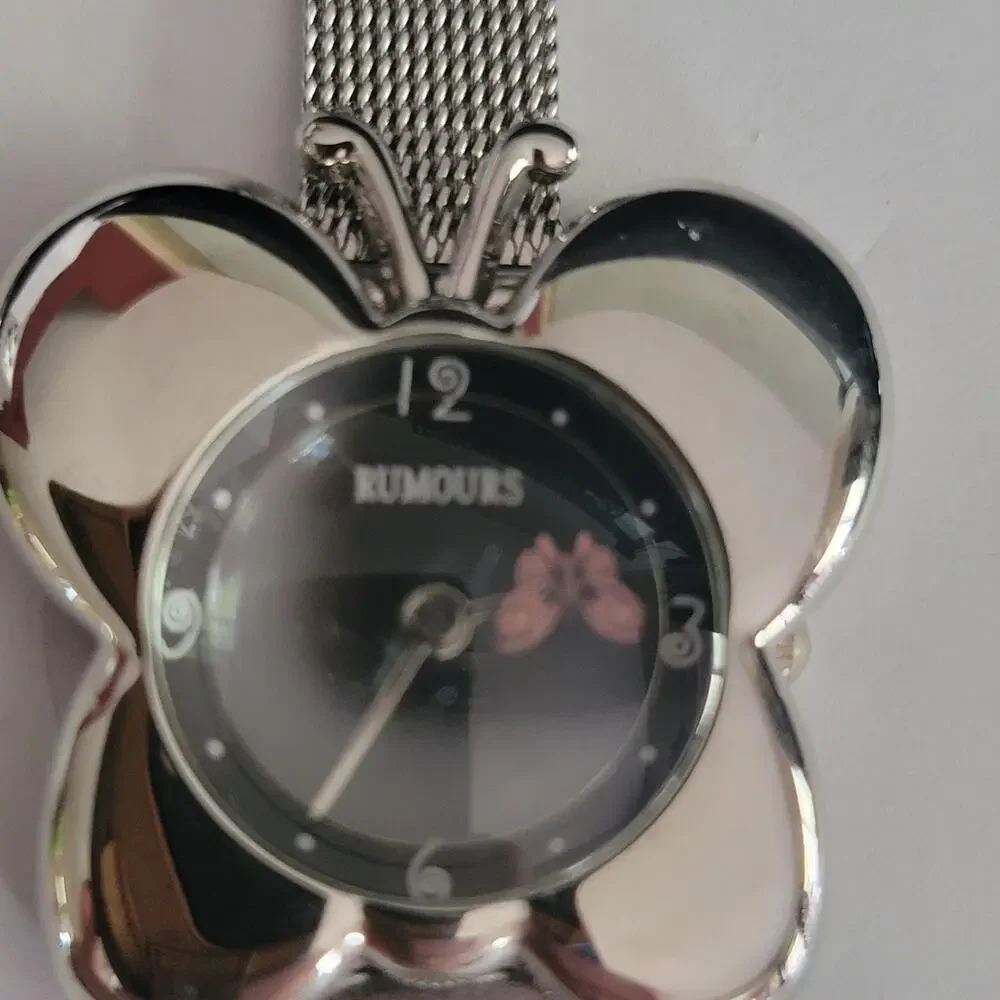 Rumours Womens Watch Black Dial Silver Tone Butterfly Case Mesh Bracelet - Picture 1 of 10